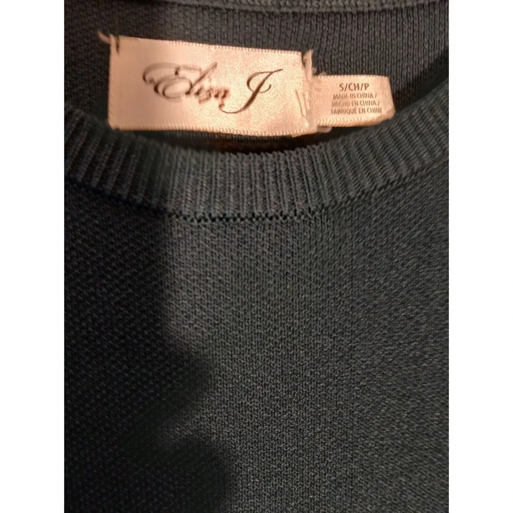 Eliza J Knit Midi Dress Long‎ Sleeve Crew Neck Teal Green Size S